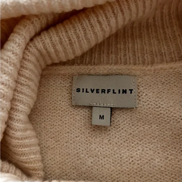 Silverflint Women's Color Block Tunic Sweater Beige/Yellow/Gold Cowl Neck Size M - Picture 3 of 4